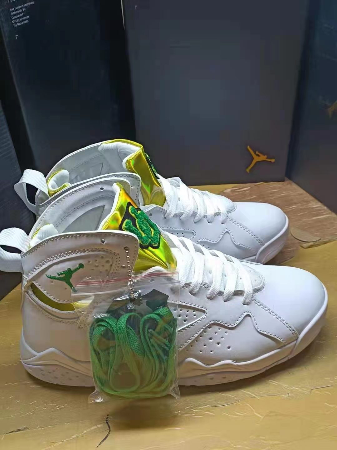 2021 Air Jordan 7 White Green Fluorscent Shoes